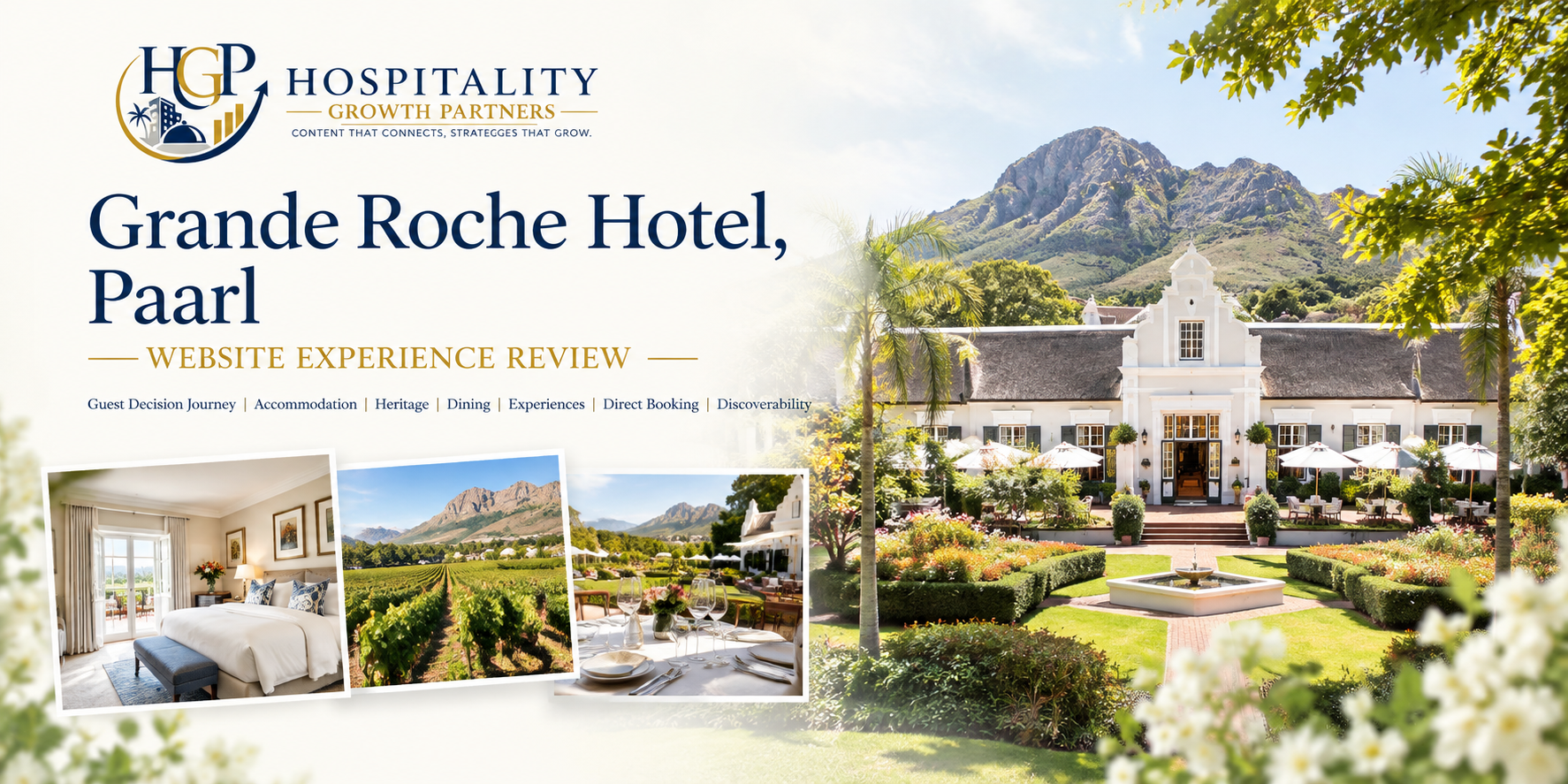 Grande Roche Hotel Paarl website experience review by Hospitality Growth Partners