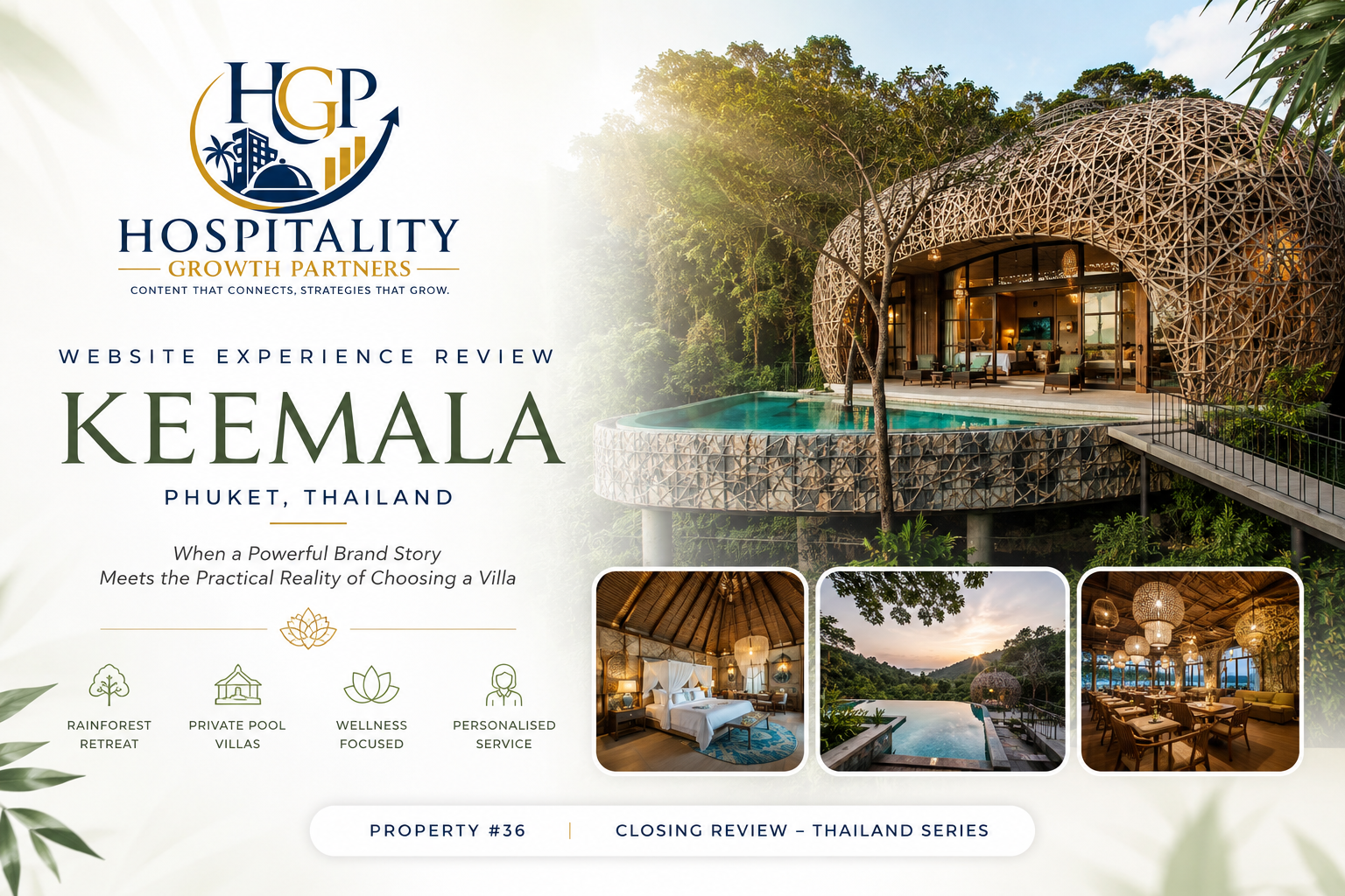 Keemala Phuket website experience review featuring its distinctive pool villas and rainforest setting