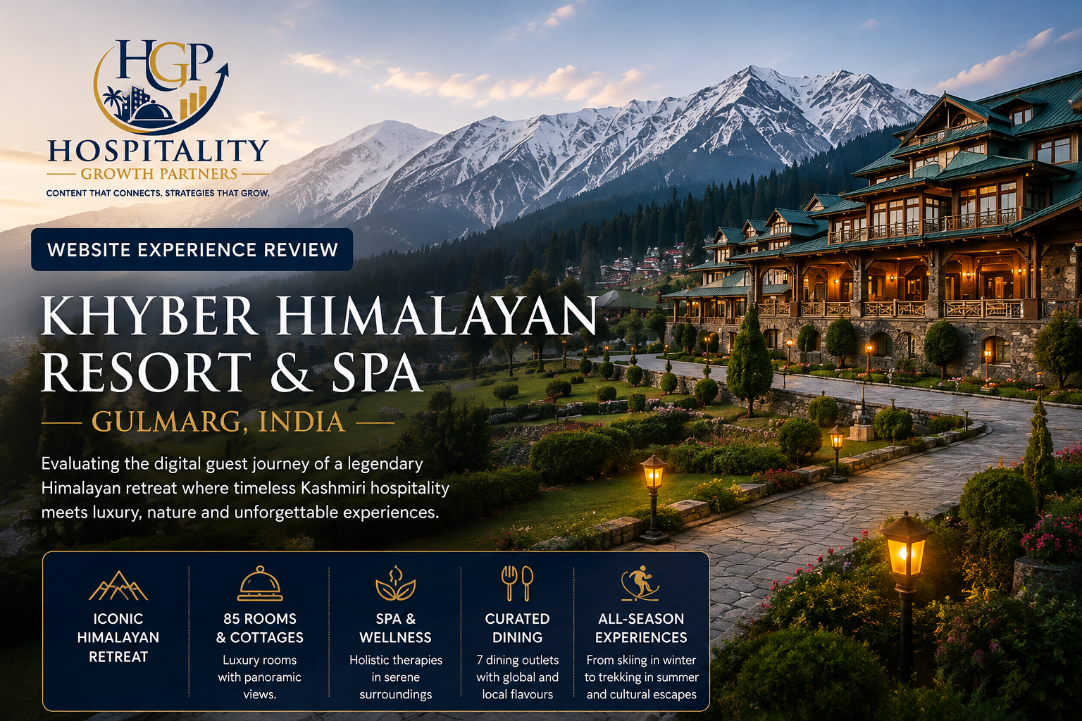 The Khyber Himalayan Resort & Spa Gulmarg website experience review by Hospitality Growth Partners