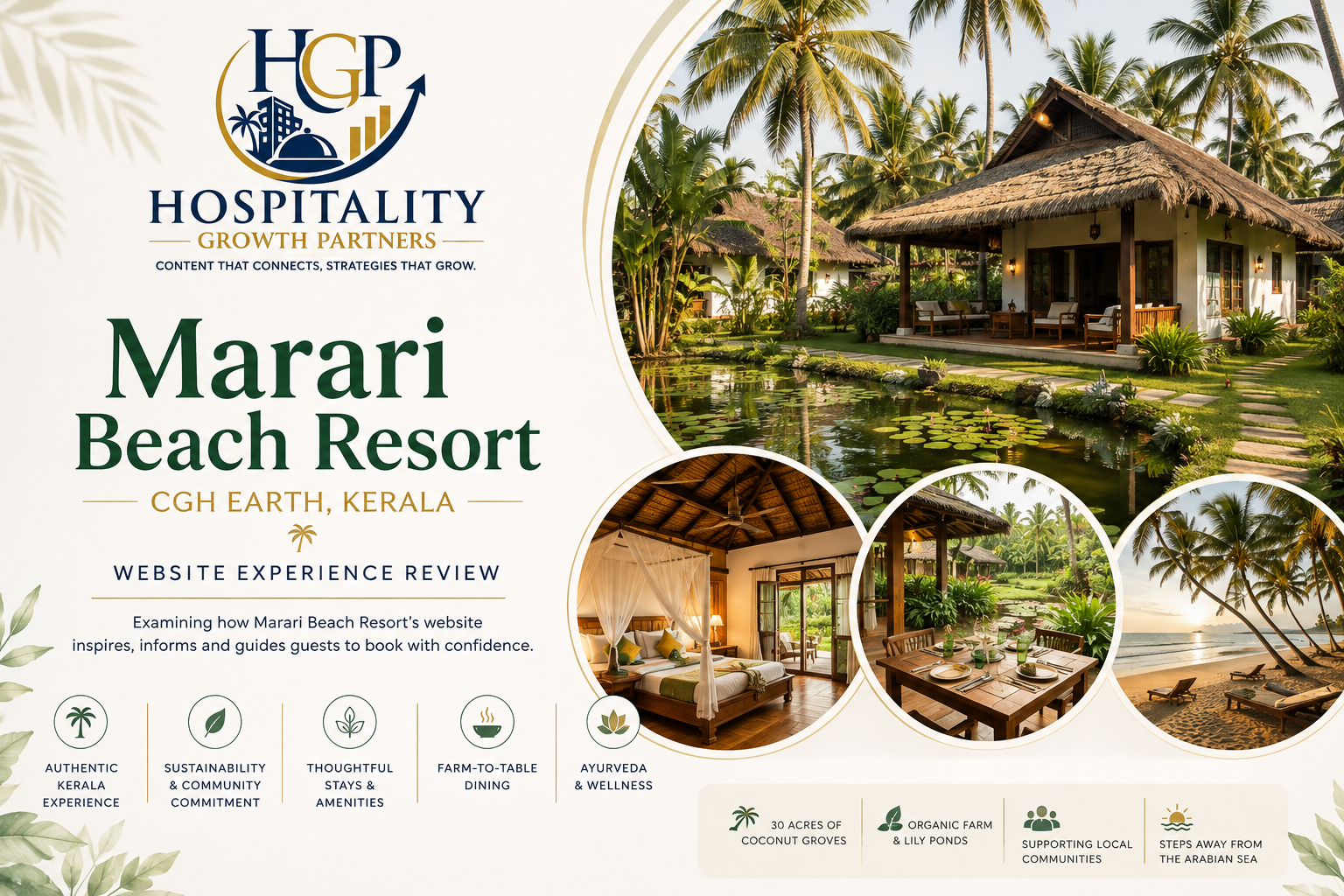 Marari Beach Resort Kerala Website Experience Review by Hospitality Growth Partners